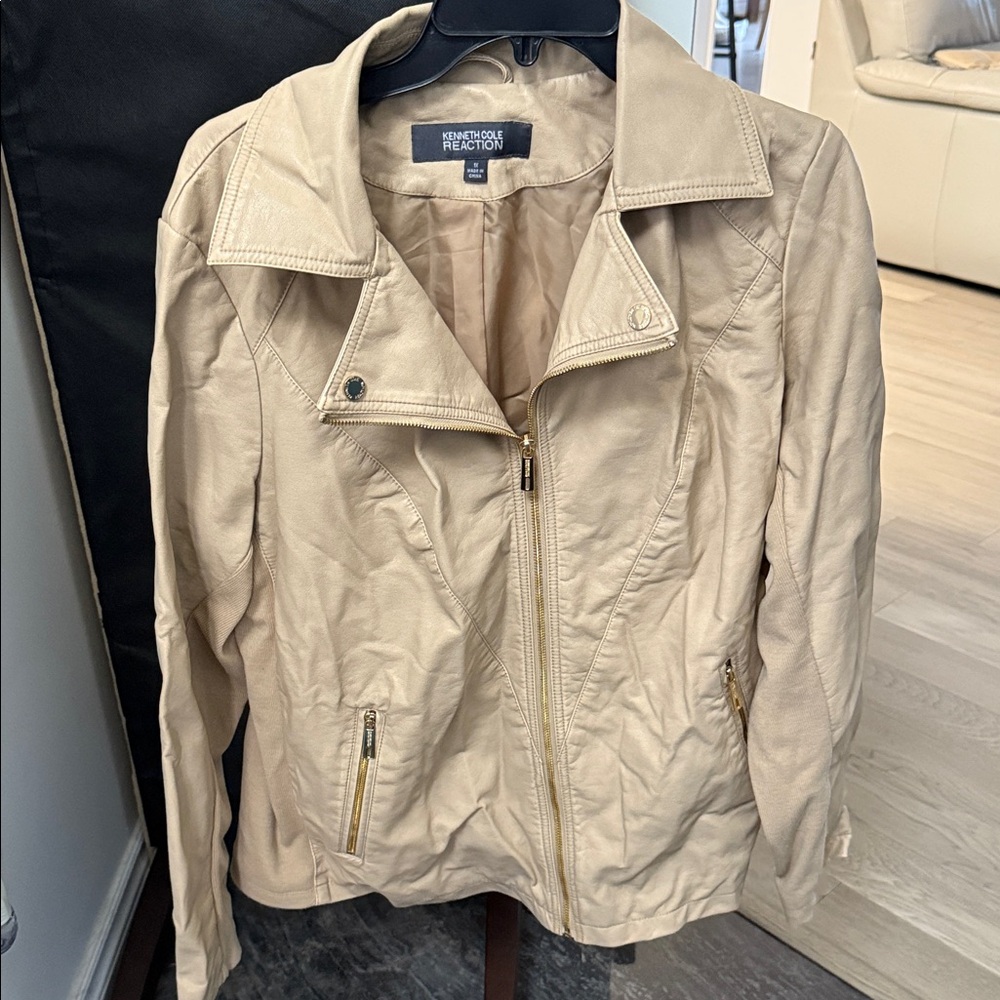 Kenneth Cole Women's Light Tan Leather Look Jacket